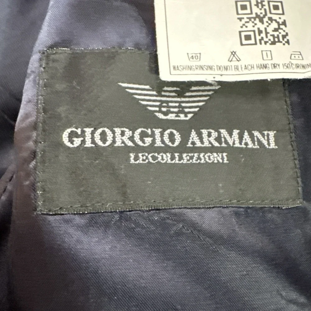 Giorgio Armani Le Collezioni 40R Slim Fit Navy Blue Wool Blend Blazer Jacket